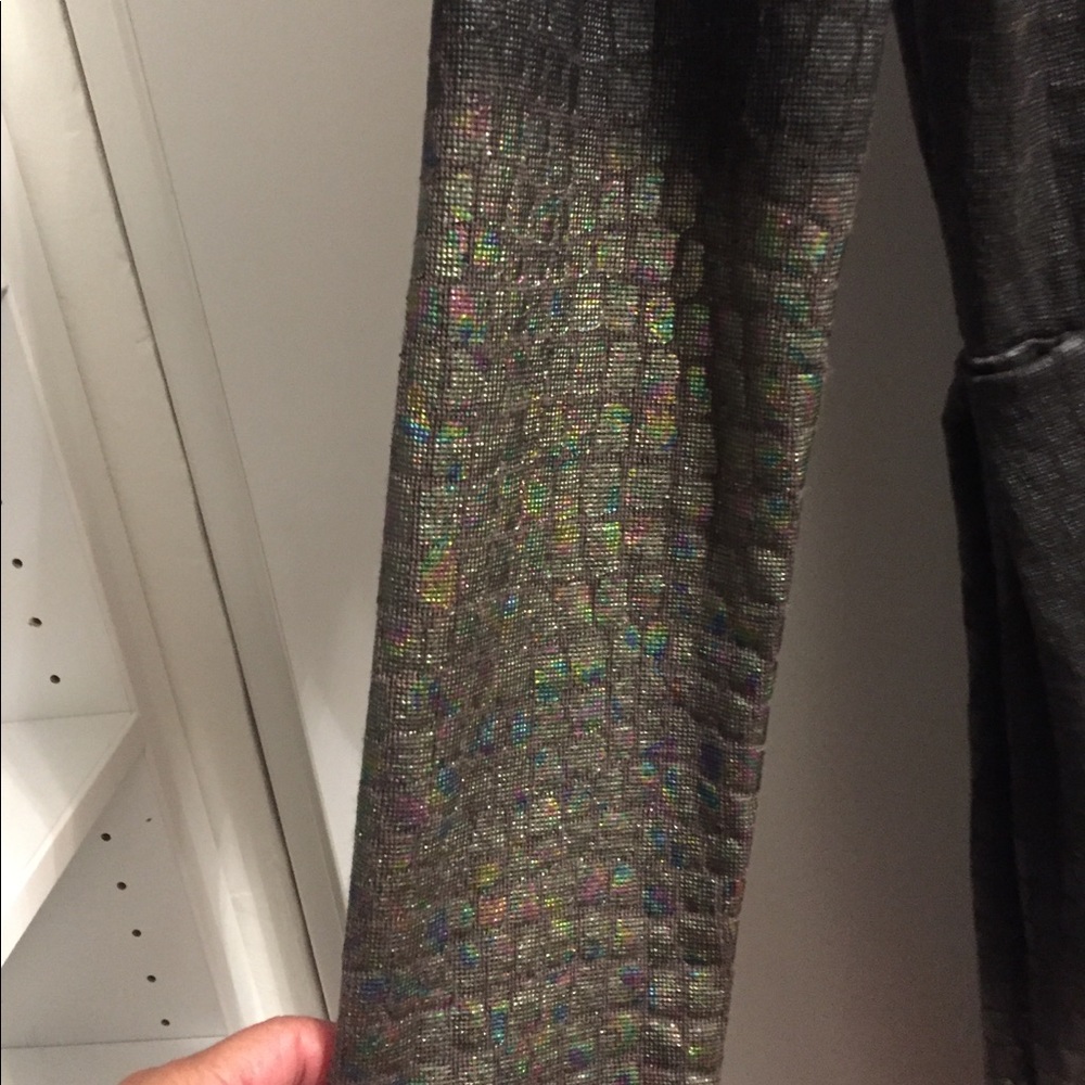 Auth ROLAND MOURET Grey Metallic Green knit DRESS - Picture 2 of 4